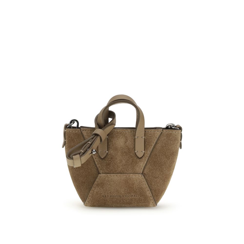 Brunello Cucinelli Brown Calf Leather Bos Taurus Shoulder Bag - Luxe Nova
