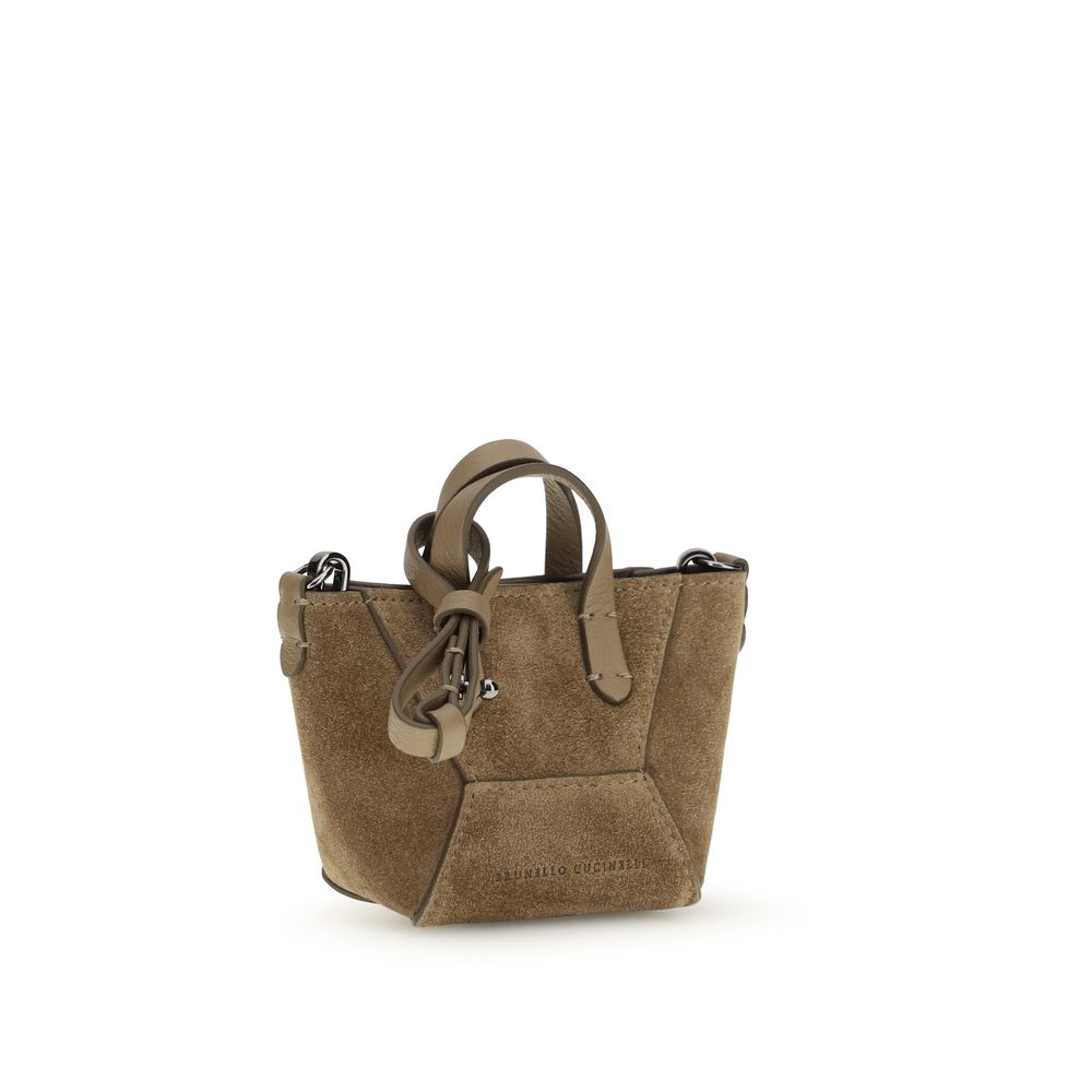 Brunello Cucinelli Brown Calf Leather Bos Taurus Shoulder Bag - Luxe Nova