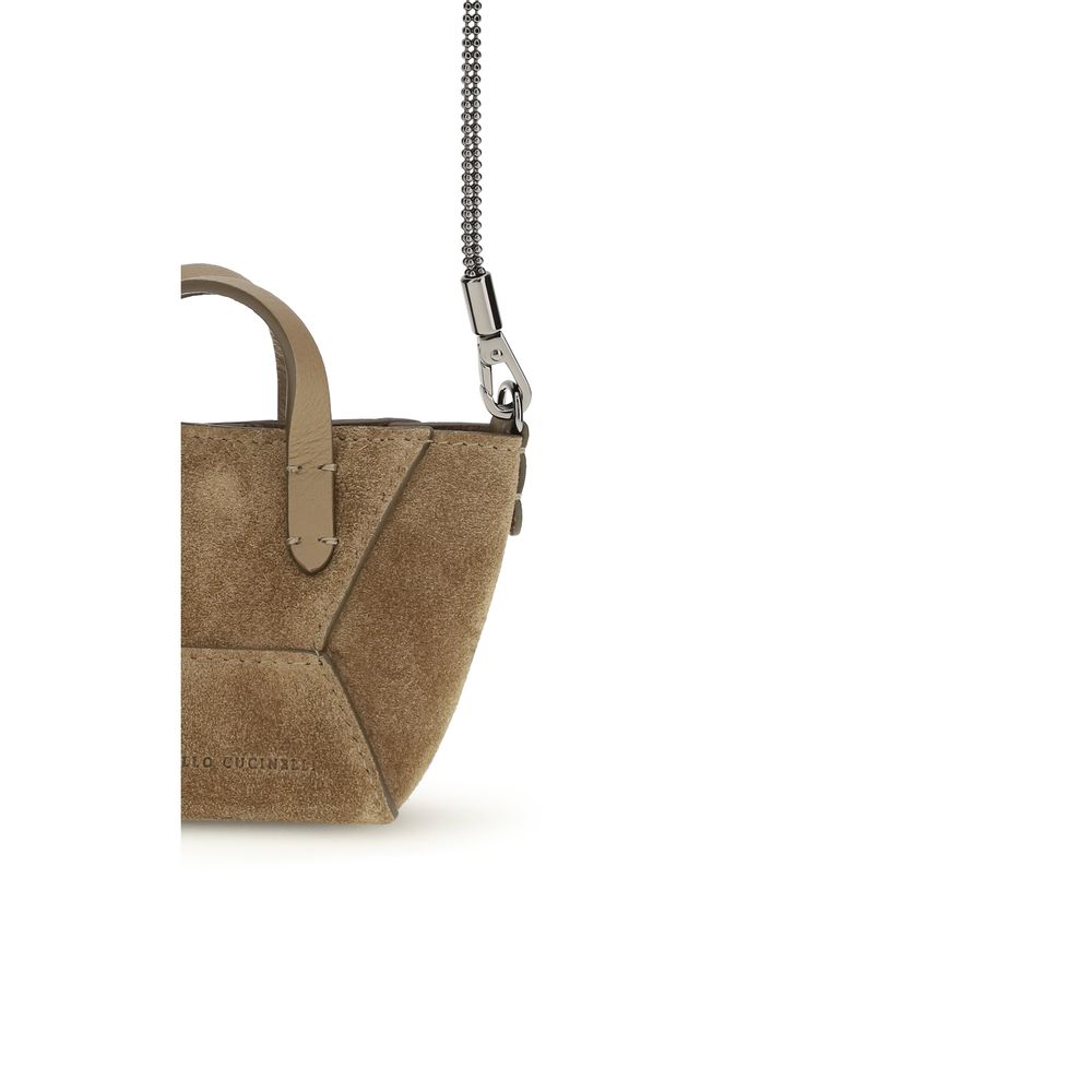 Brunello Cucinelli Brown Calf Leather Bos Taurus Shoulder Bag - Luxe Nova