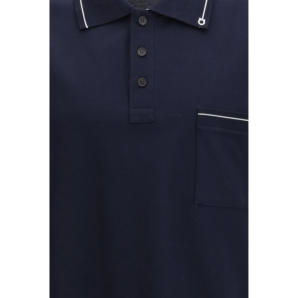 Ferragamo Blue Cotton Polo Shirt - Luxe Nova