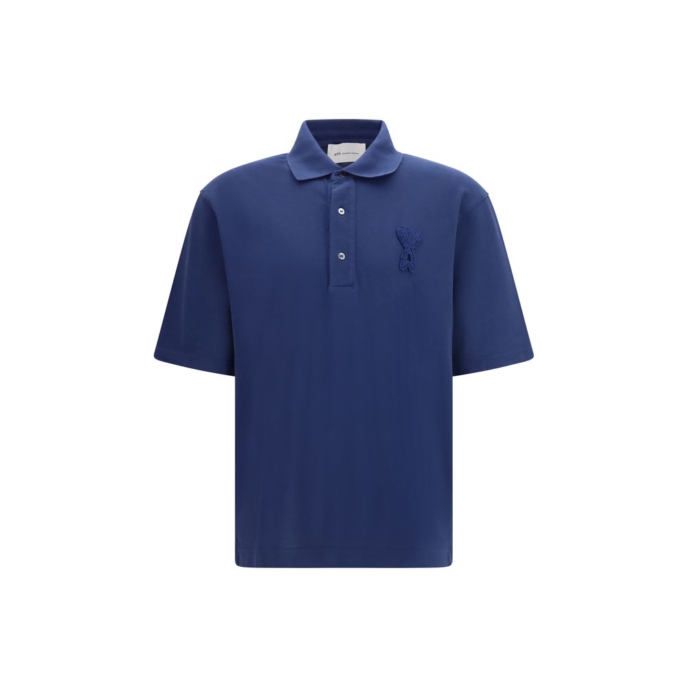 Ami Paris Blue Cotton Polo Shirt - Luxe Nova
