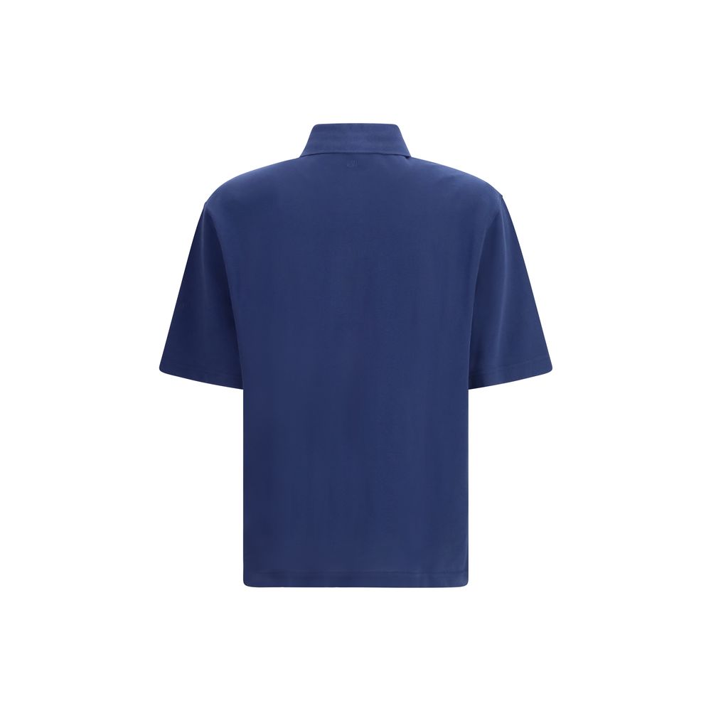 Ami Paris Blue Cotton Polo Shirt - Luxe Nova