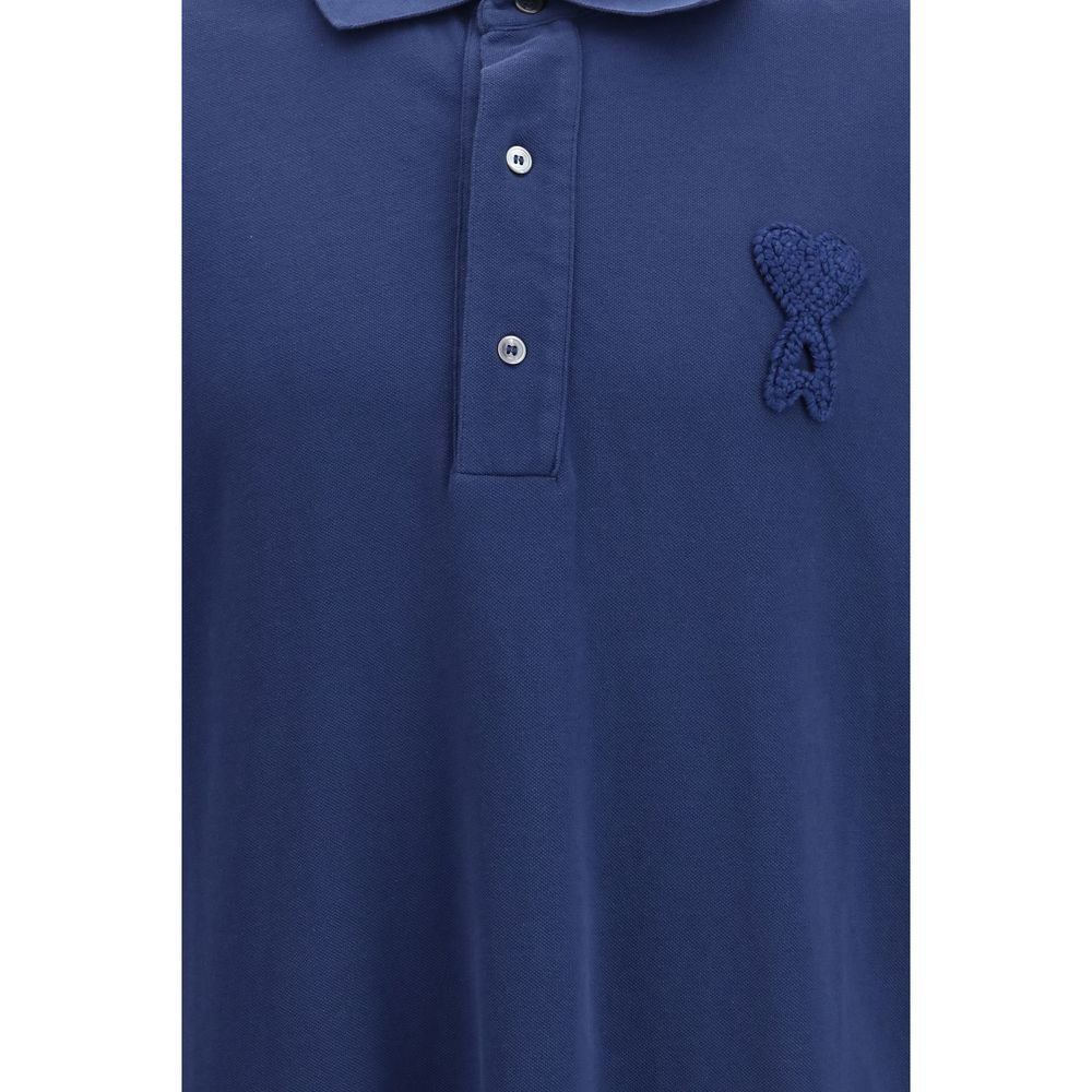 Ami Paris Blue Cotton Polo Shirt - Luxe Nova