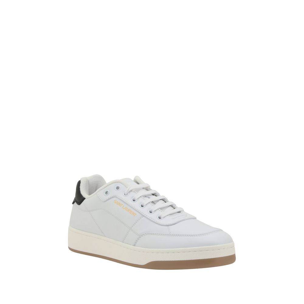 Saint Laurent White Calf Leather Bos Taurus Low Top Sneakers - Luxe Nova