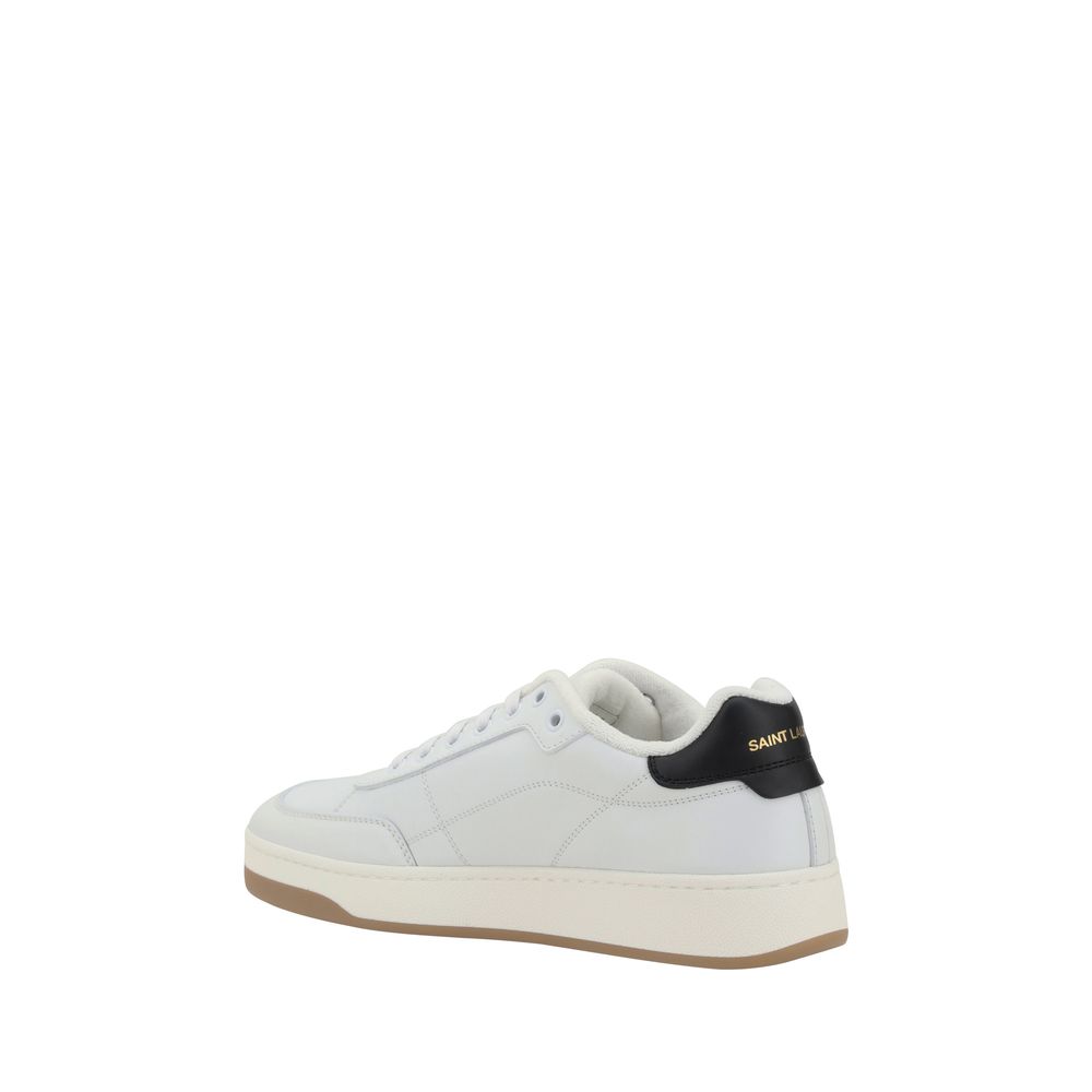 Saint Laurent White Calf Leather Bos Taurus Low Top Sneakers - Luxe Nova