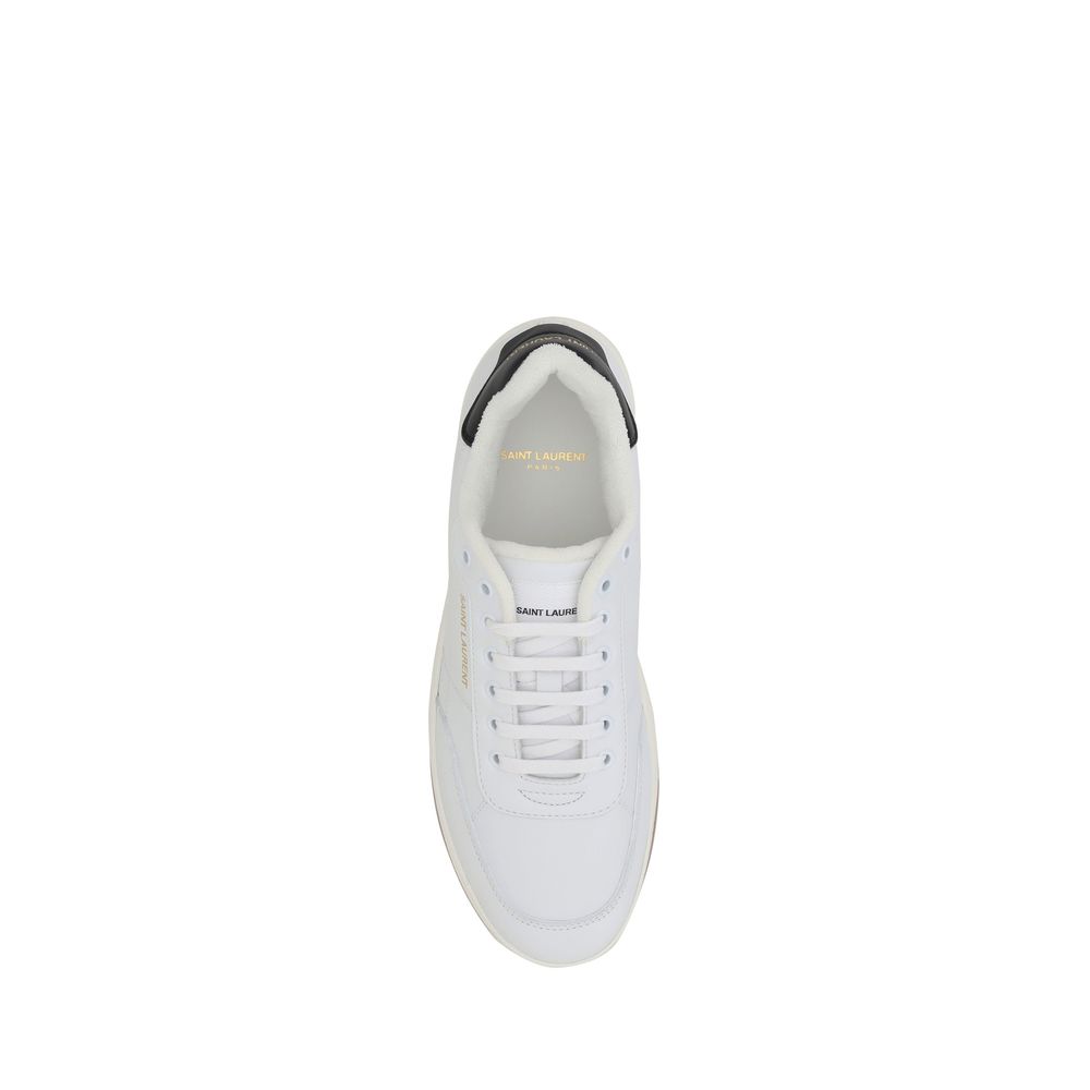 Saint Laurent White Calf Leather Bos Taurus Low Top Sneakers - Luxe Nova