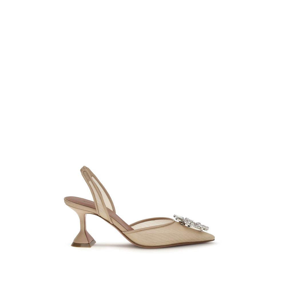 Amina Muaddi Beige Polyester High Heel Pumps - Luxe Nova