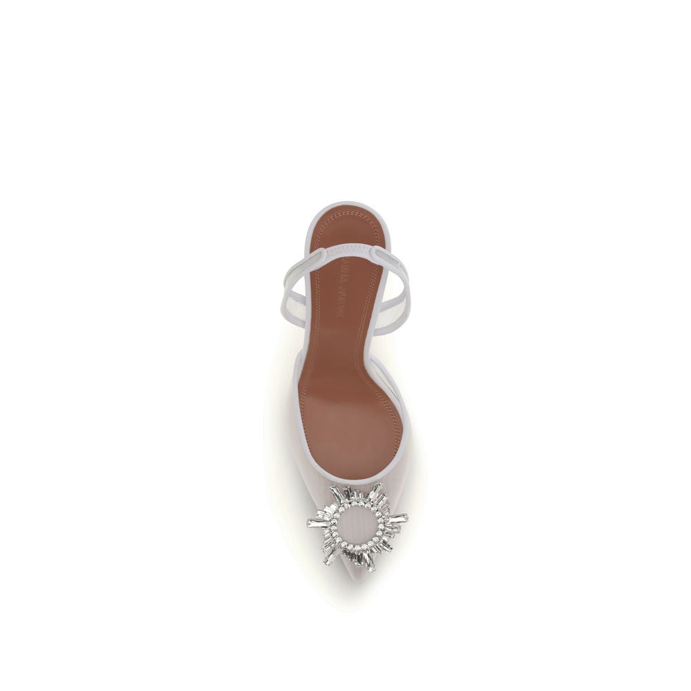 Amina Muaddi White Calf Leather Bos Taurus High Heel Pumps - Luxe Nova
