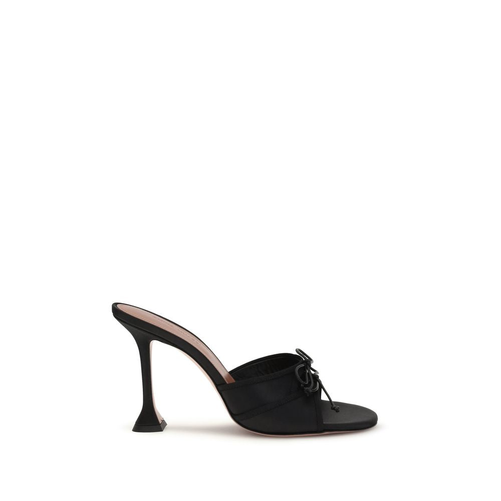 Amina Muaddi Black Calf Leather Bos Taurus Slippers - Luxe Nova