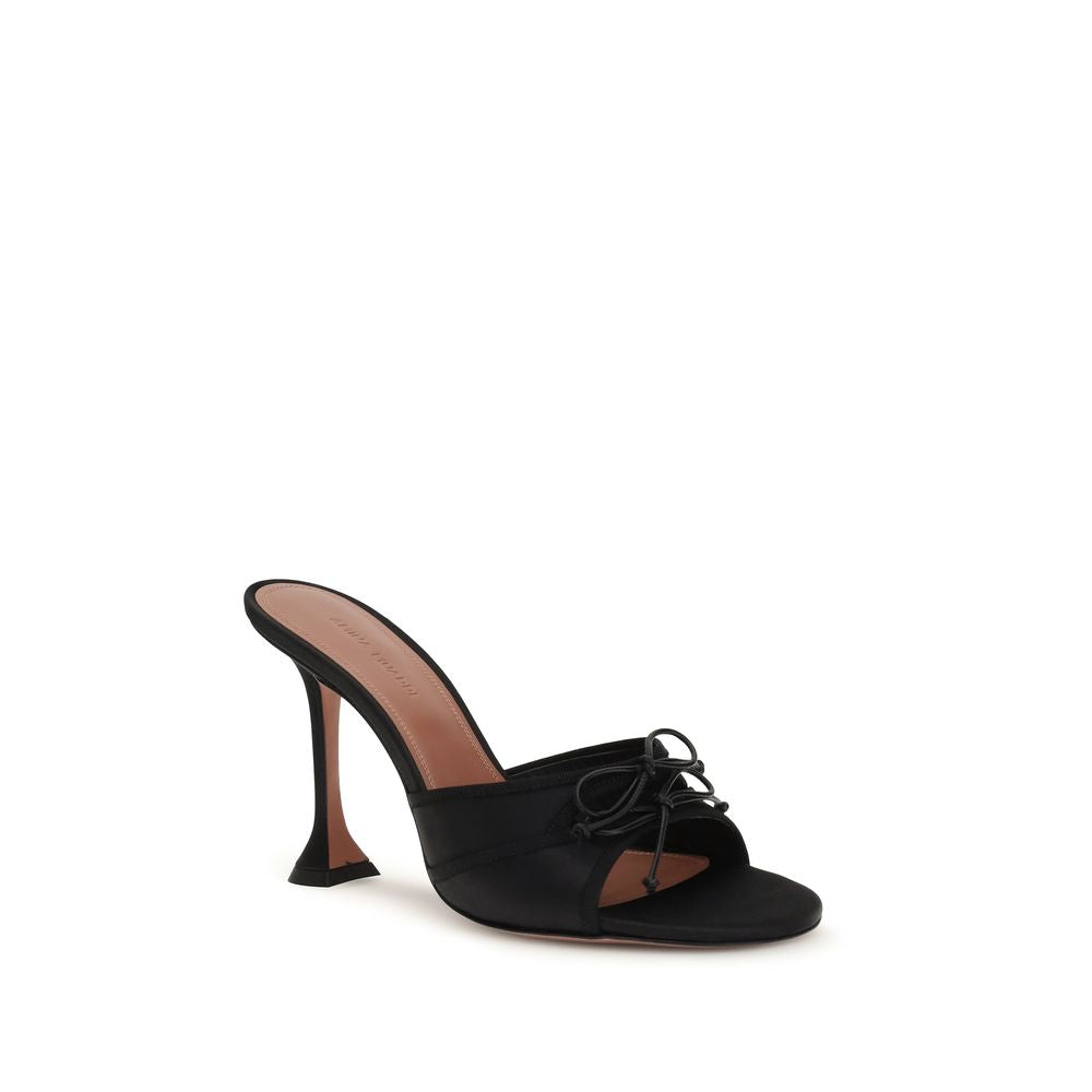 Amina Muaddi Black Calf Leather Bos Taurus Slippers - Luxe Nova