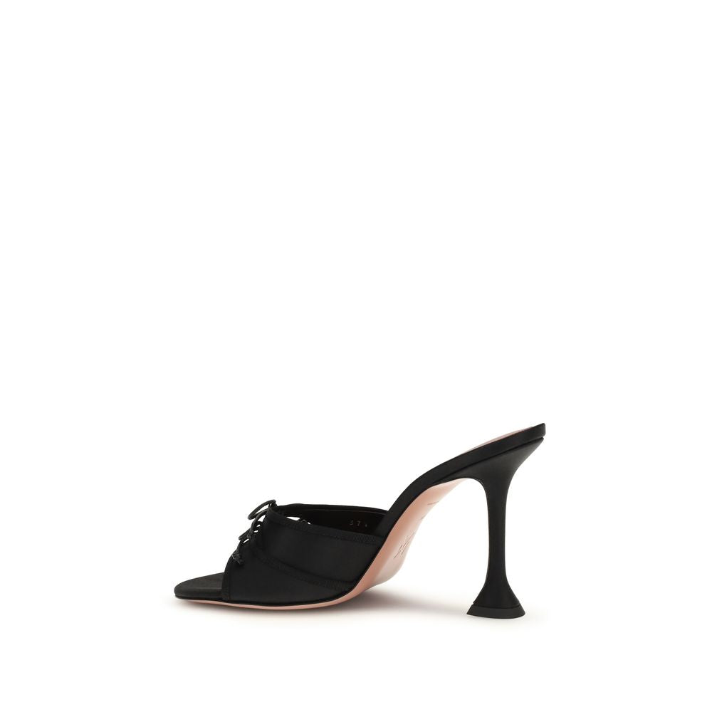 Amina Muaddi Black Calf Leather Bos Taurus Slippers - Luxe Nova