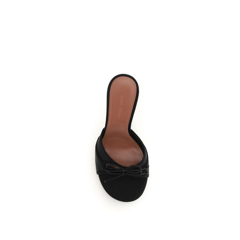 Amina Muaddi Black Calf Leather Bos Taurus Slippers - Luxe Nova