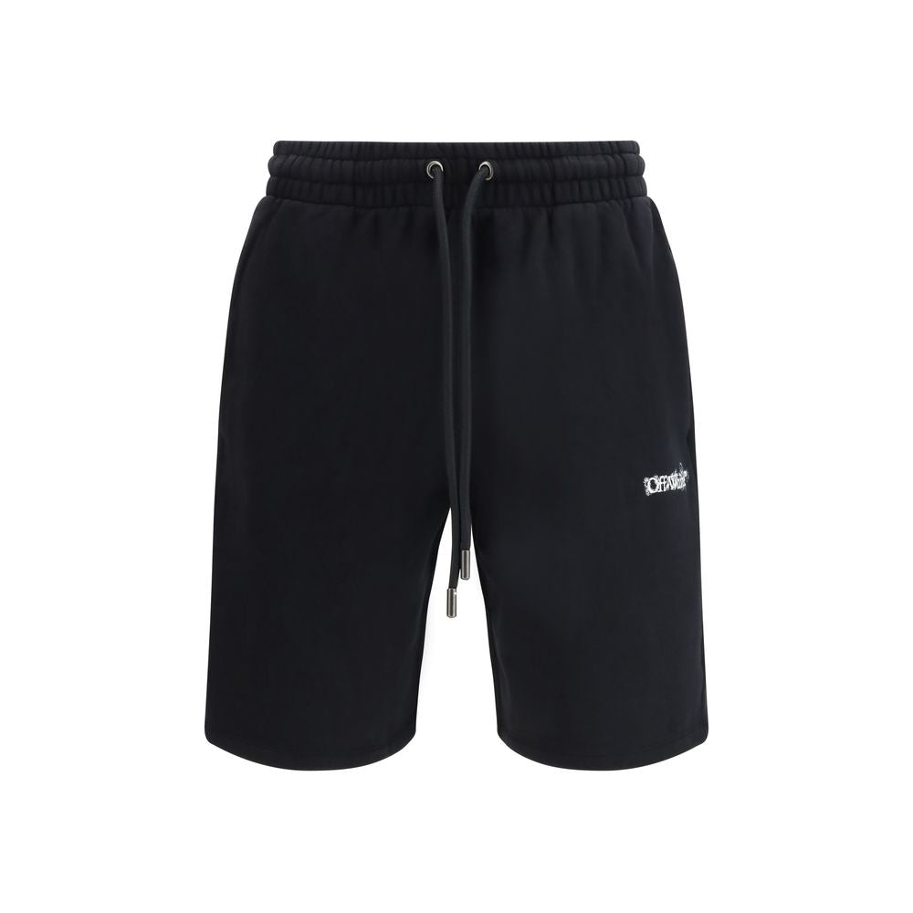 Off-White Black Cotton Bermuda Shorts - Luxe Nova