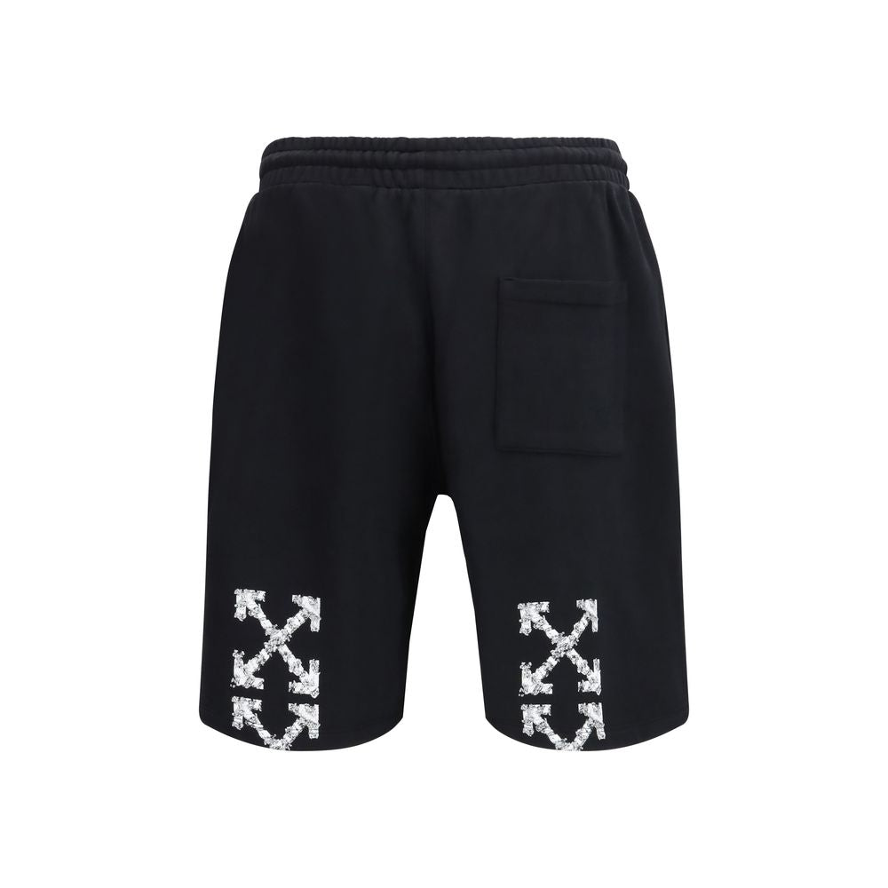 Off-White Black Cotton Bermuda Shorts - Luxe Nova