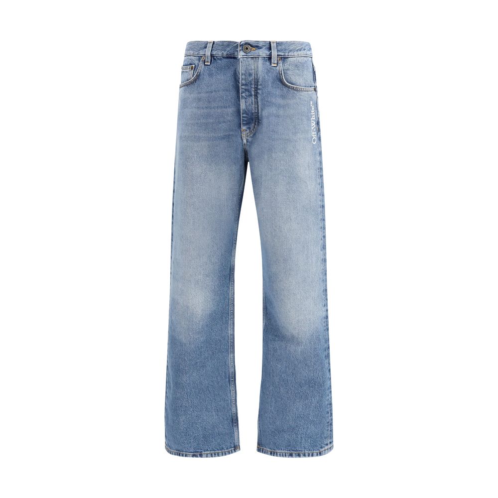 Off-White Blue Cotton Relaxed Fit Jeans - Luxe Nova
