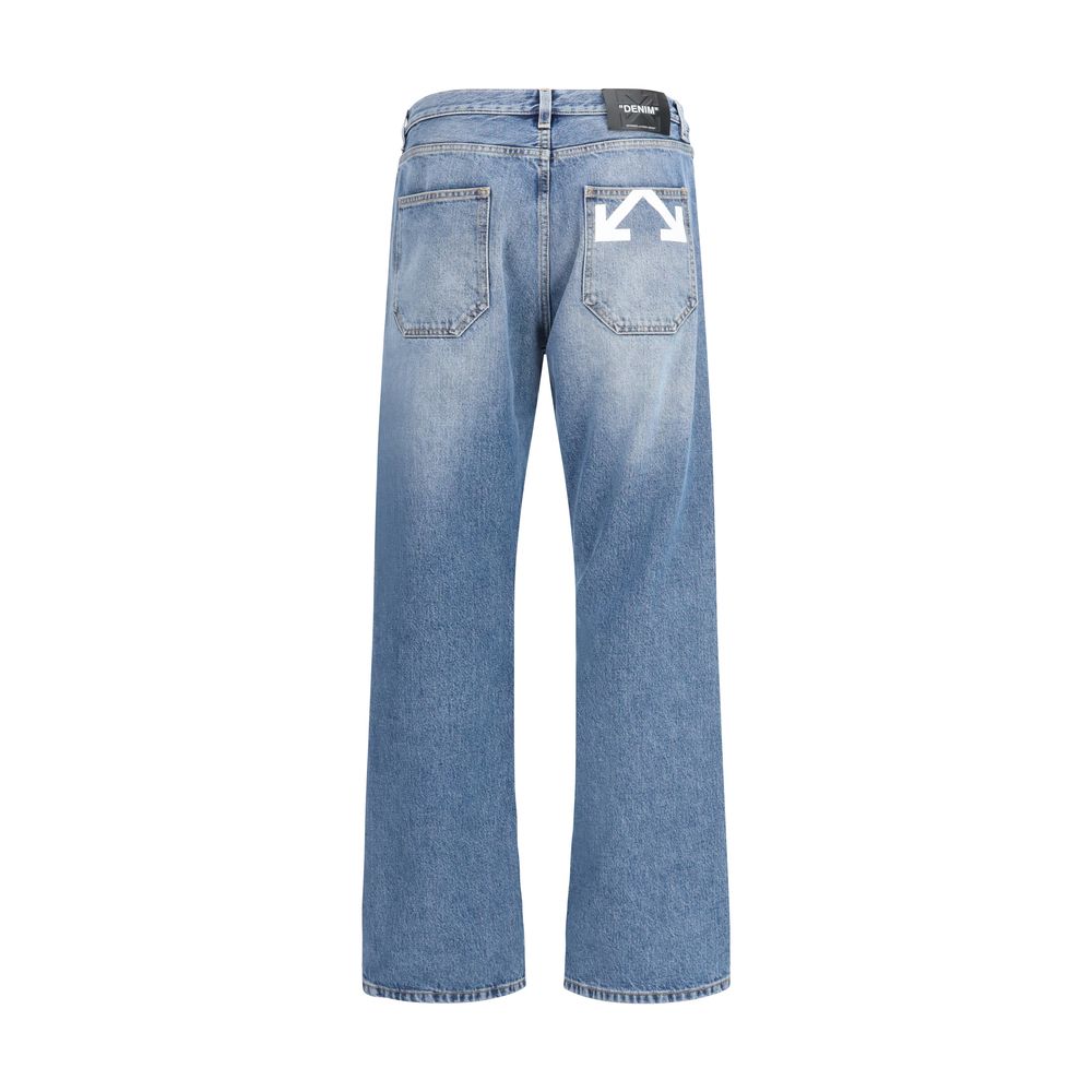 Off-White Blue Cotton Relaxed Fit Jeans - Luxe Nova