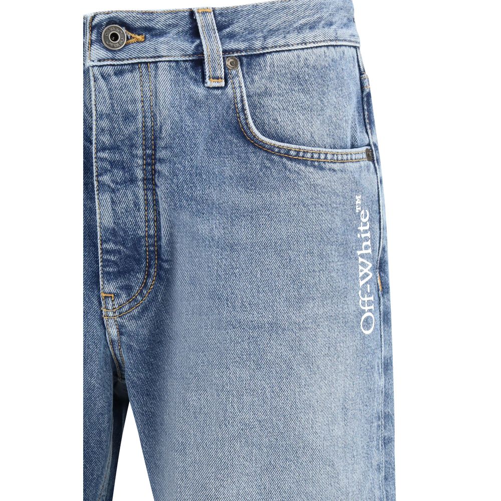 Off-White Blue Cotton Relaxed Fit Jeans - Luxe Nova