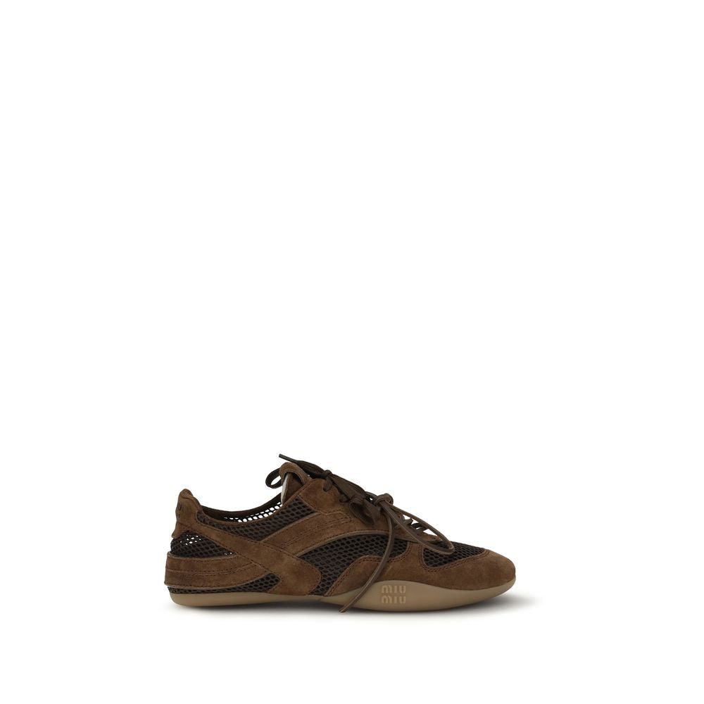 Miu Miu Brown Calf Leather Bos Taurus Athletic Sneakers - Luxe Nova