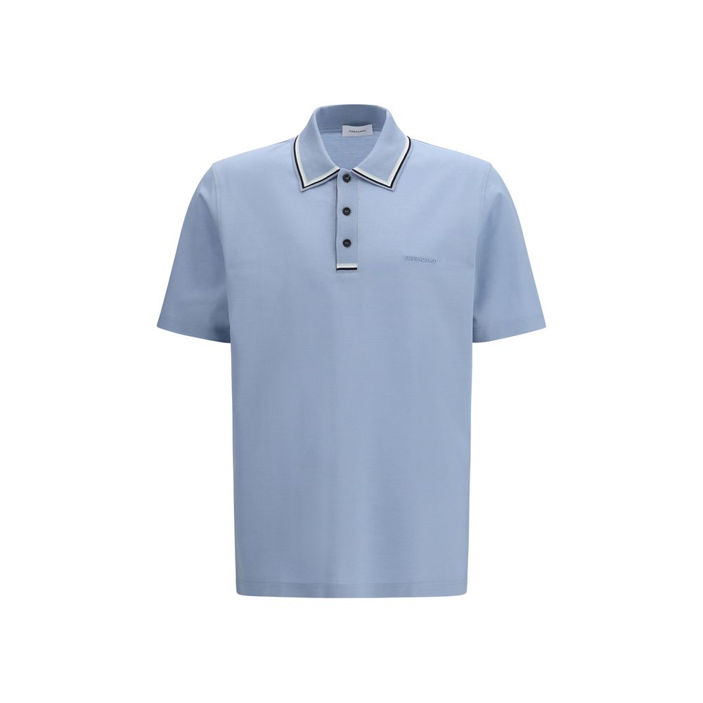 Ferragamo Blue Cotton Polo Shirt - Luxe Nova