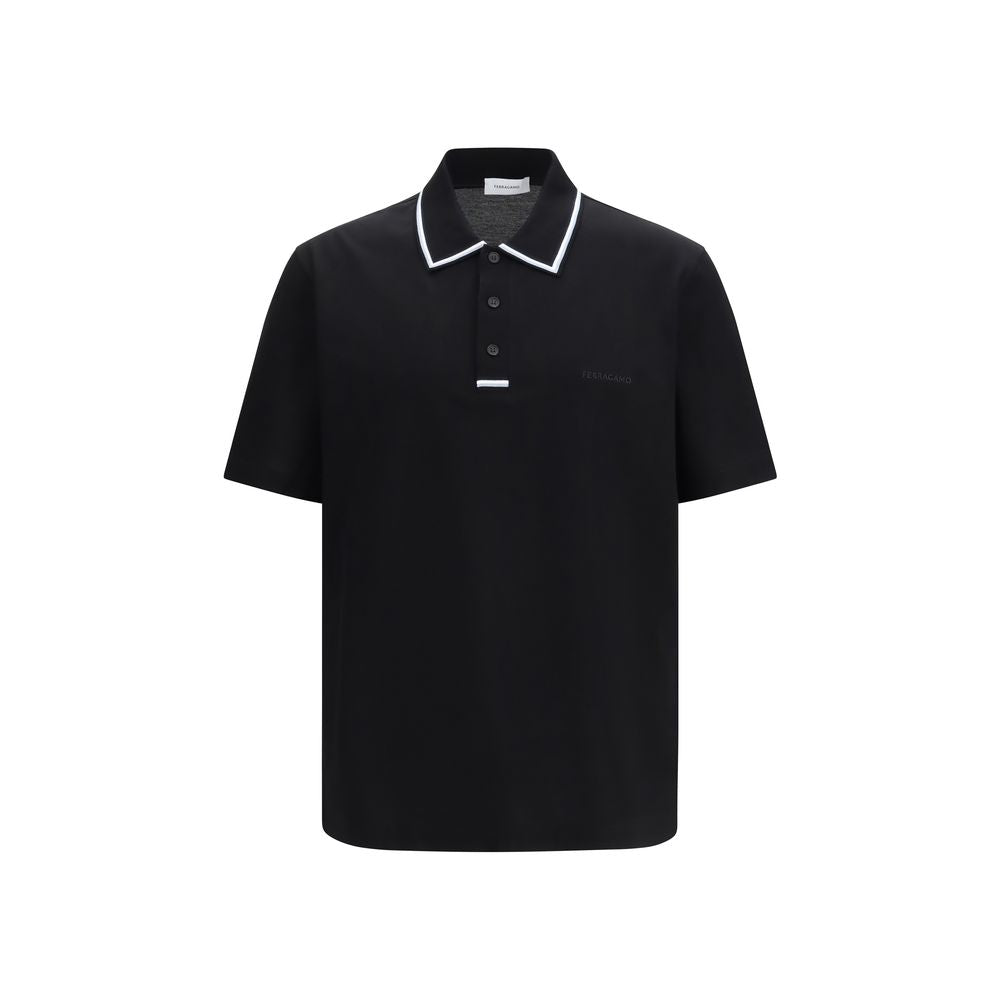 Ferragamo Black Cotton Polo Shirt - Luxe Nova