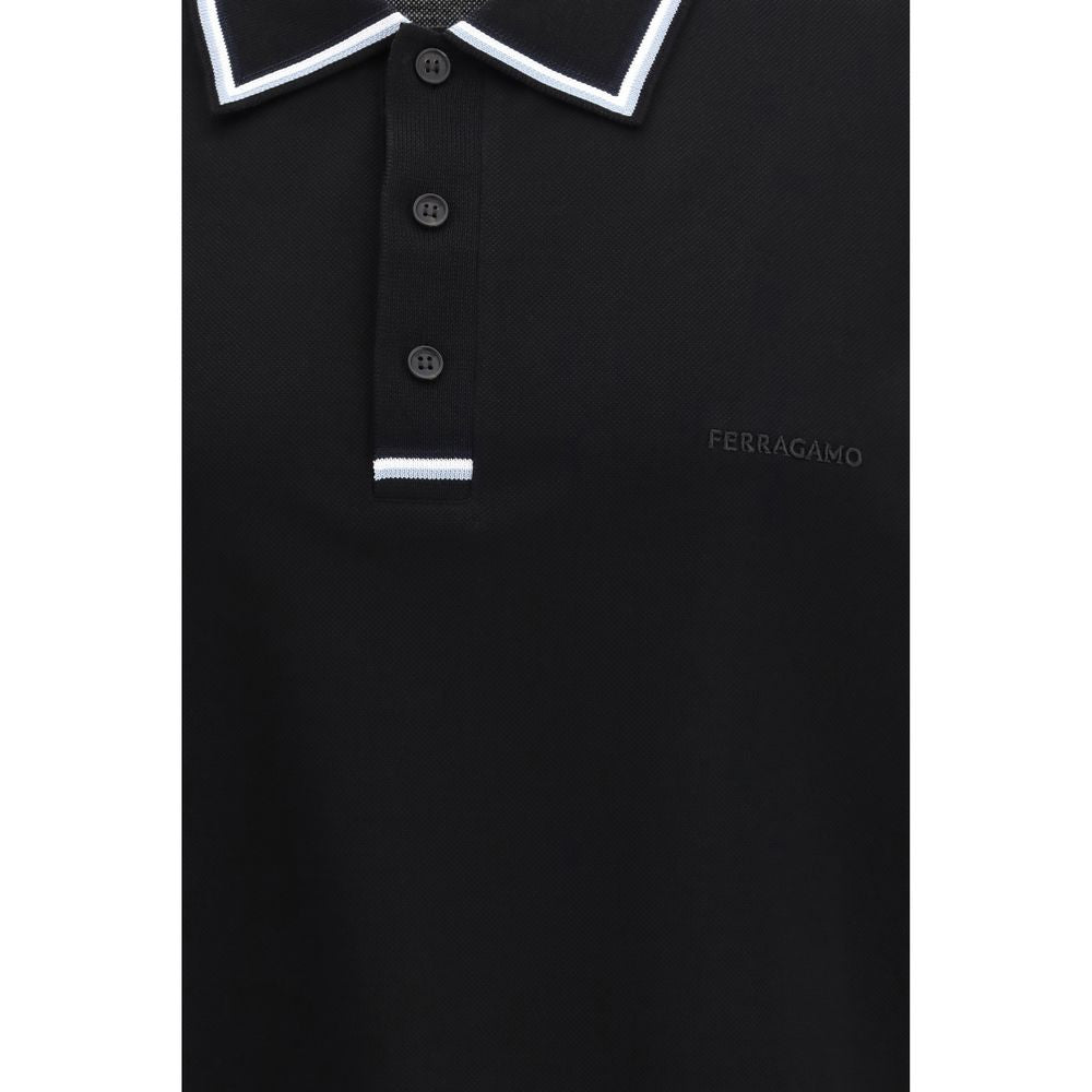 Ferragamo Black Cotton Polo Shirt - Luxe Nova