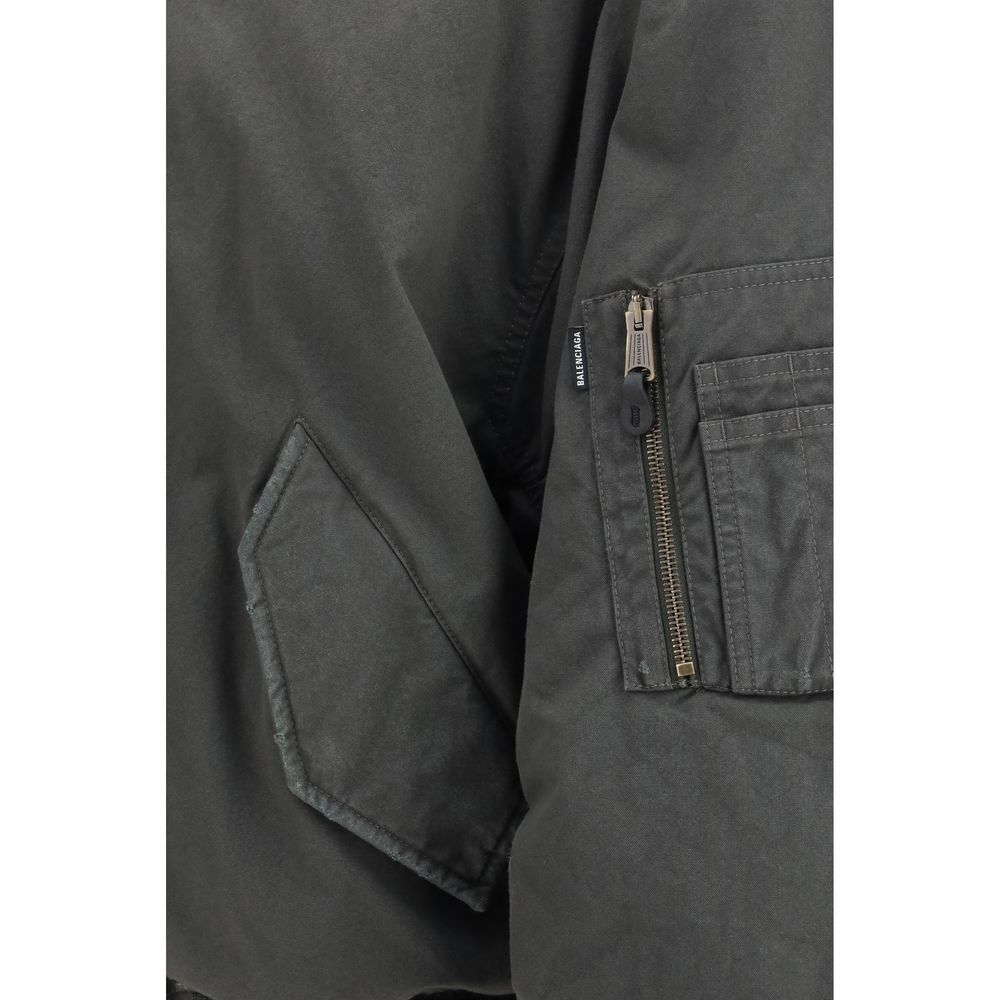 Balenciaga Gray Cotton Bomber - Luxe Nova
