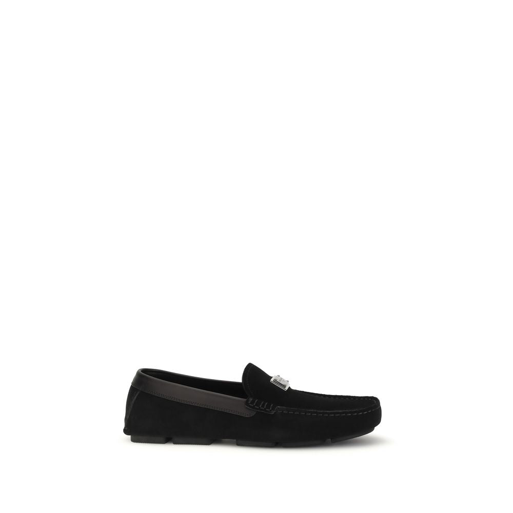 Dolce & Gabbana Black Calf Leather Bos Taurus Slip-On Loafers - Luxe Nova