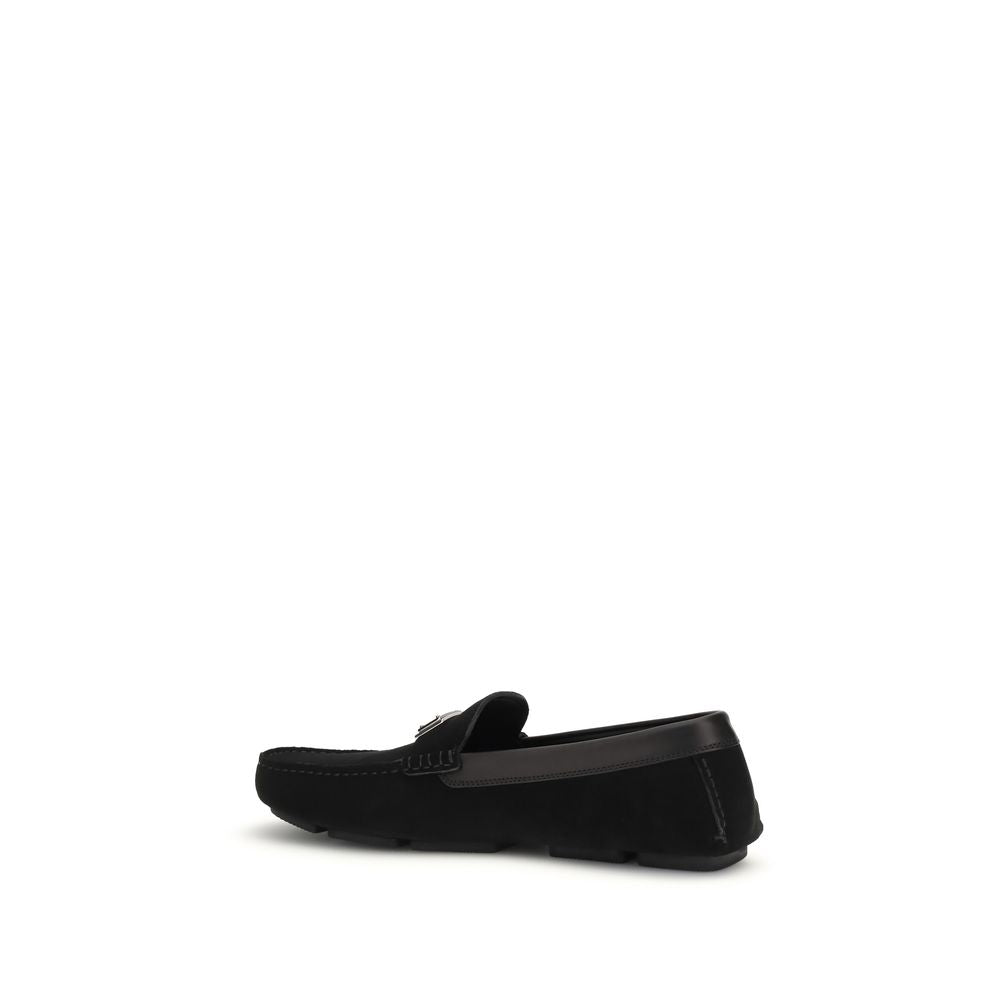 Dolce & Gabbana Black Calf Leather Bos Taurus Slip-On Loafers - Luxe Nova