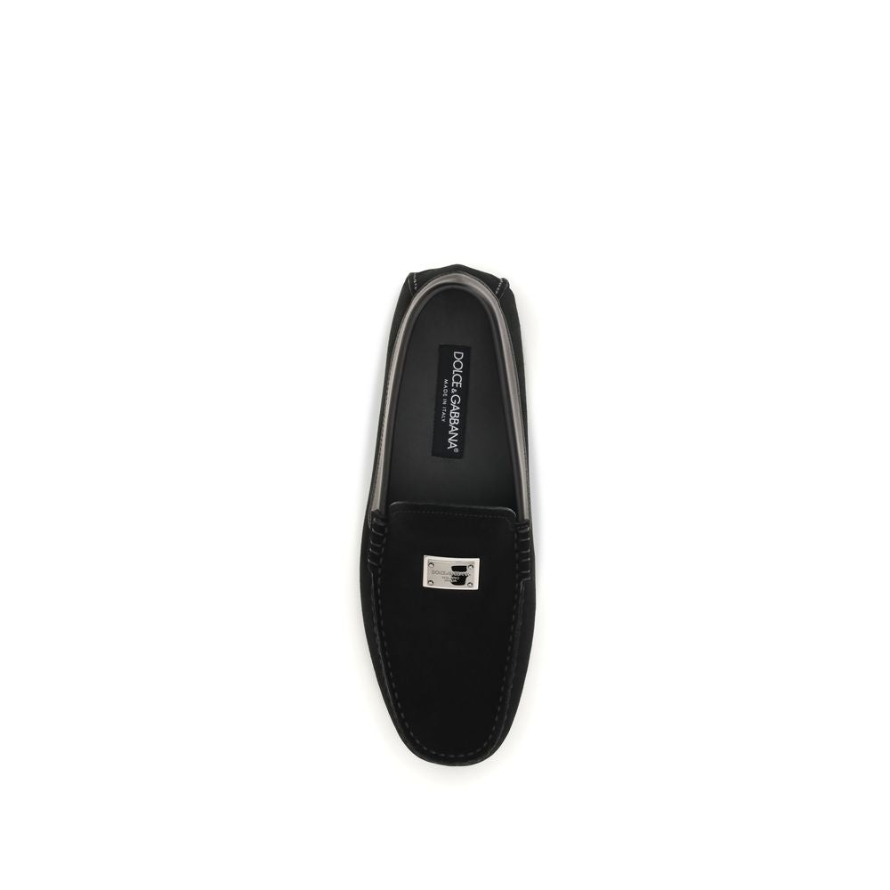 Dolce & Gabbana Black Calf Leather Bos Taurus Slip-On Loafers - Luxe Nova