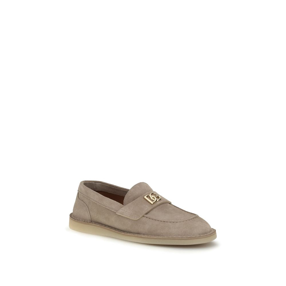 Dolce & Gabbana Beige Calf Leather Bos Taurus Slip-On Loafers - Luxe Nova