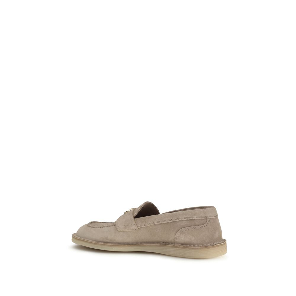 Dolce & Gabbana Beige Calf Leather Bos Taurus Slip-On Loafers - Luxe Nova