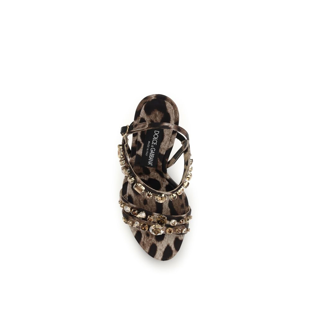 Dolce & Gabbana Brown Fabric Stiletto Heel Sandals - Luxe Nova