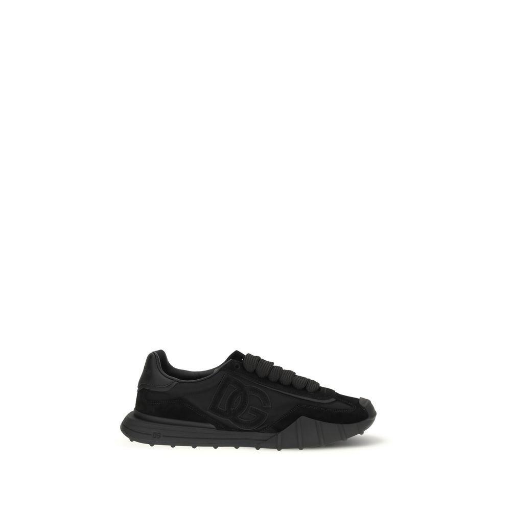 Dolce & Gabbana Black Calf Leather Bos Taurus Athletic Sneakers - Luxe Nova