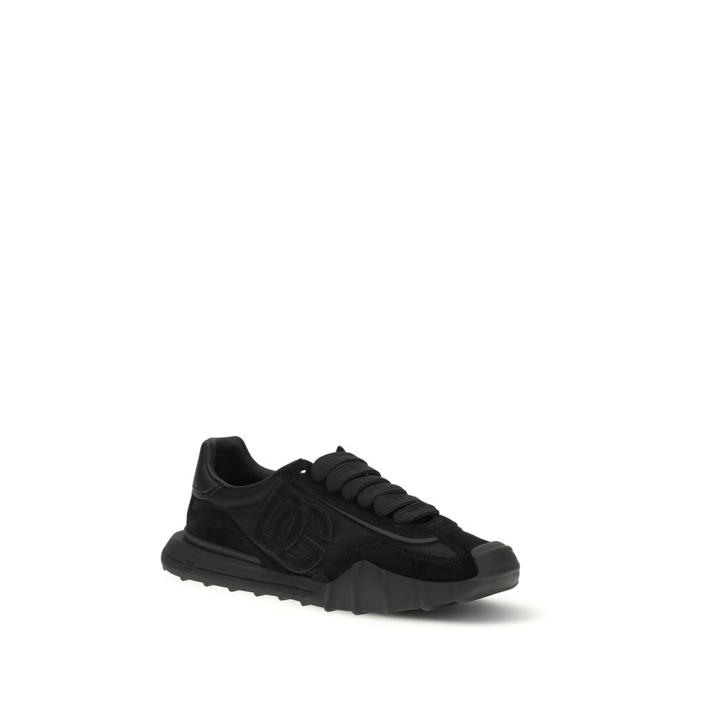 Dolce & Gabbana Black Calf Leather Bos Taurus Athletic Sneakers - Luxe Nova