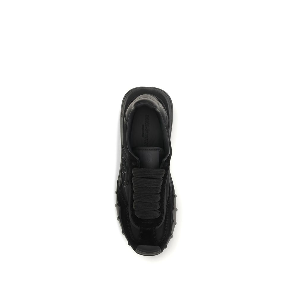 Dolce & Gabbana Black Calf Leather Bos Taurus Athletic Sneakers - Luxe Nova
