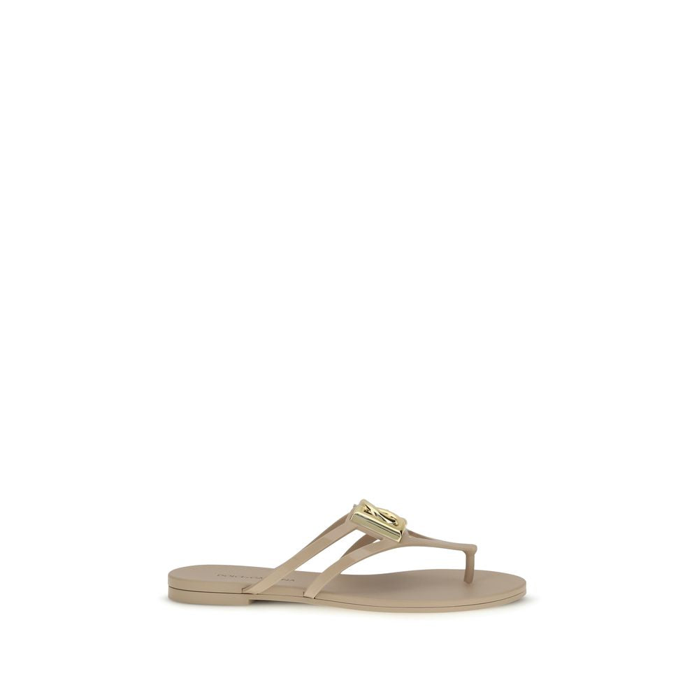 Dolce & Gabbana Gold Rubber Strap-On Sandals - Luxe Nova