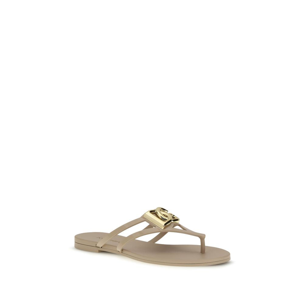 Dolce & Gabbana Gold Rubber Strap-On Sandals - Luxe Nova