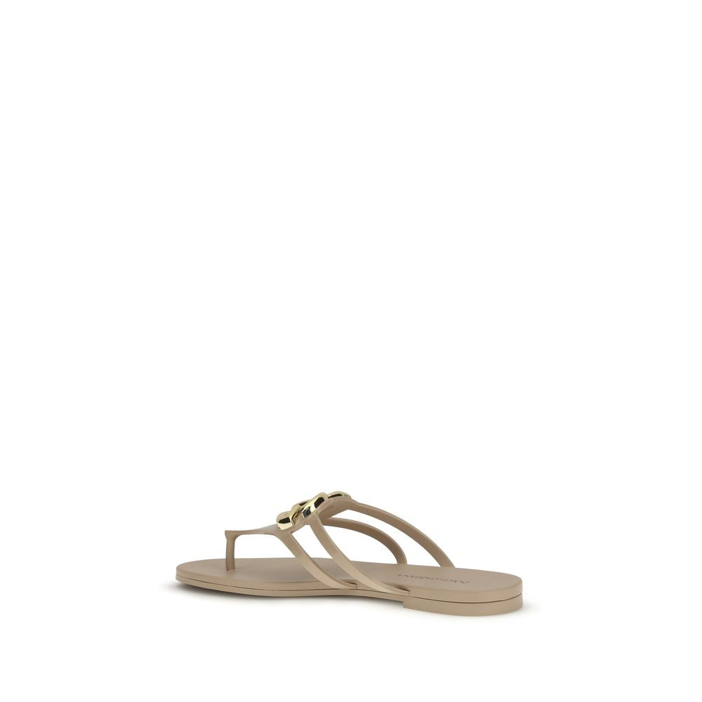 Dolce & Gabbana Gold Rubber Strap-On Sandals - Luxe Nova