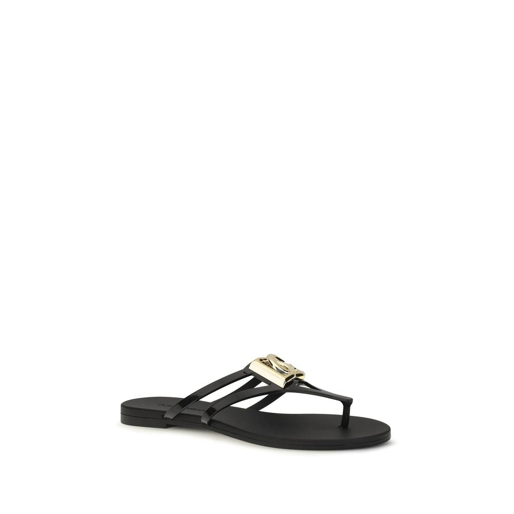 Dolce & Gabbana Black Rubber Strap-On Sandals - Luxe Nova