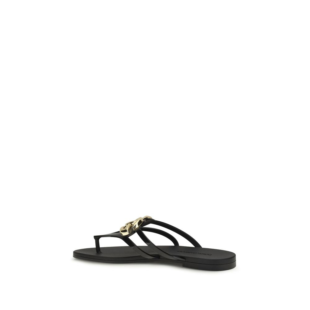 Dolce & Gabbana Black Rubber Strap-On Sandals - Luxe Nova
