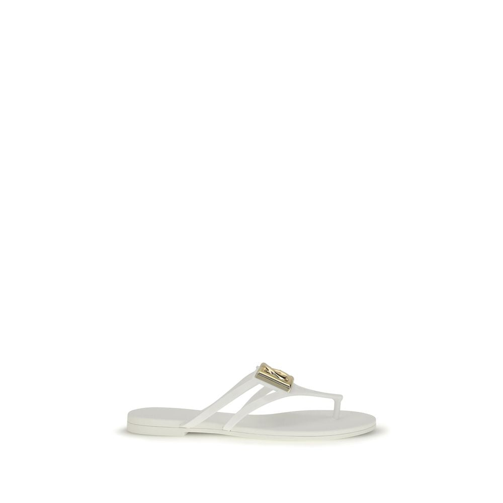 Dolce & Gabbana White Rubber Flip-Flop Sandals - Luxe Nova