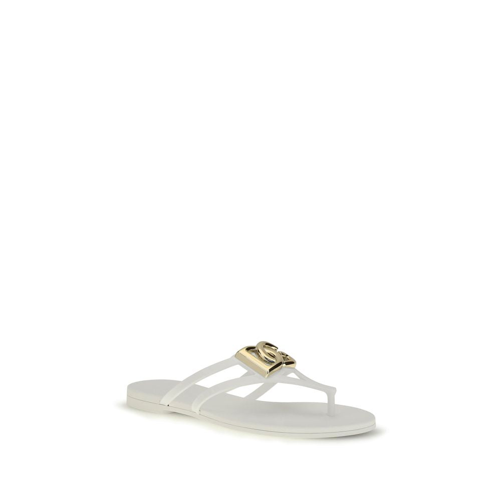 Dolce & Gabbana White Rubber Flip-Flop Sandals - Luxe Nova
