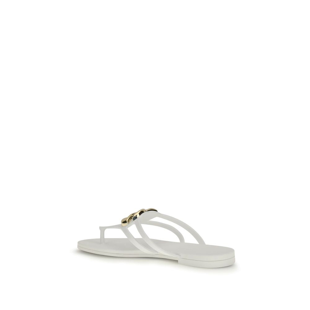 Dolce & Gabbana White Rubber Flip-Flop Sandals - Luxe Nova