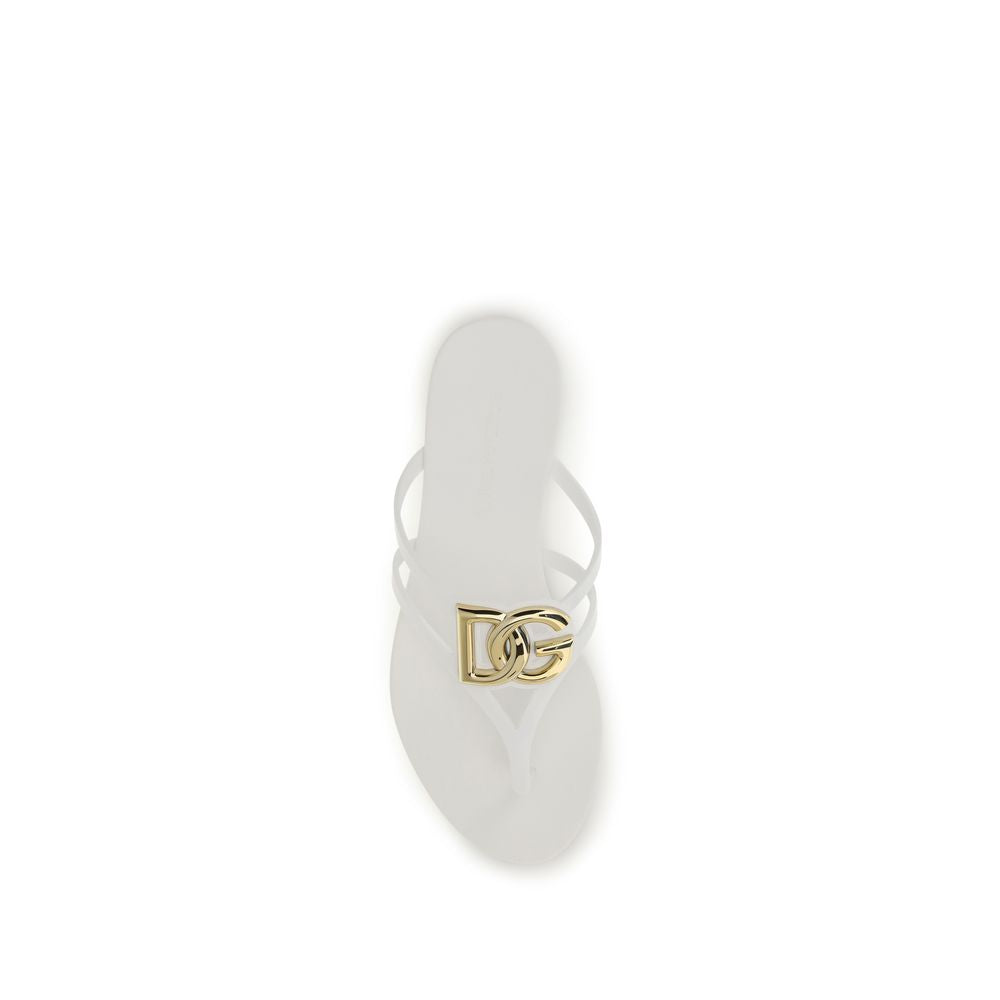Dolce & Gabbana White Rubber Flip-Flop Sandals - Luxe Nova
