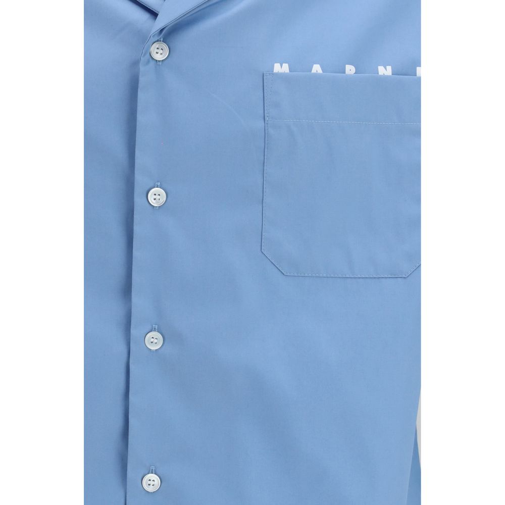Marni Blue Cotton Shortsleeve Shirt - Luxe Nova