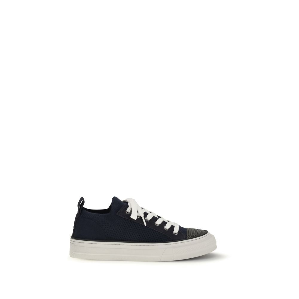 Brunello Cucinelli Black Cotton Low Top Sneakers - Luxe Nova