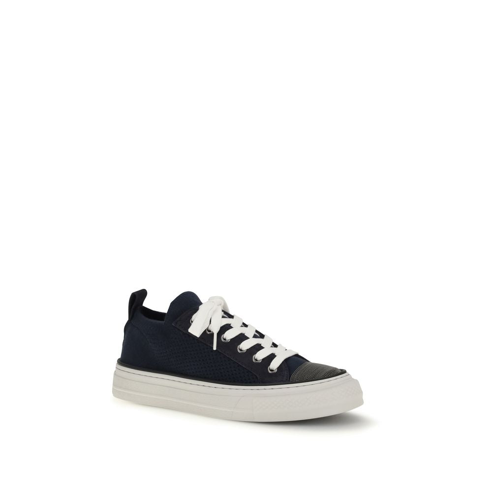 Brunello Cucinelli Black Cotton Low Top Sneakers - Luxe Nova