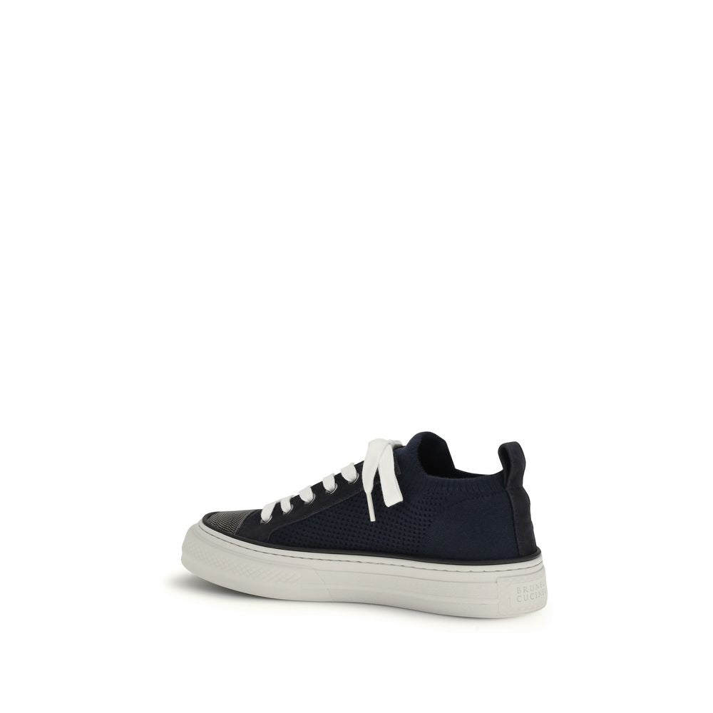 Brunello Cucinelli Black Cotton Low Top Sneakers - Luxe Nova