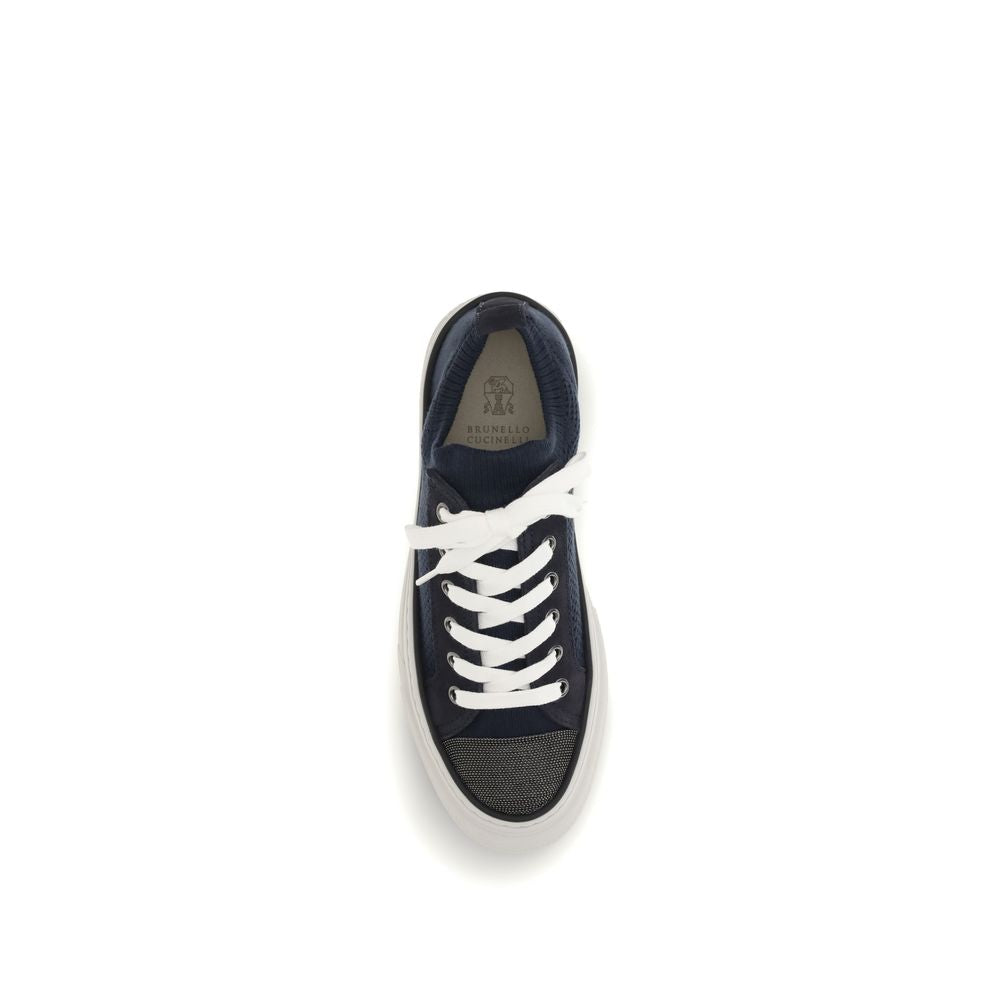 Brunello Cucinelli Black Cotton Low Top Sneakers - Luxe Nova