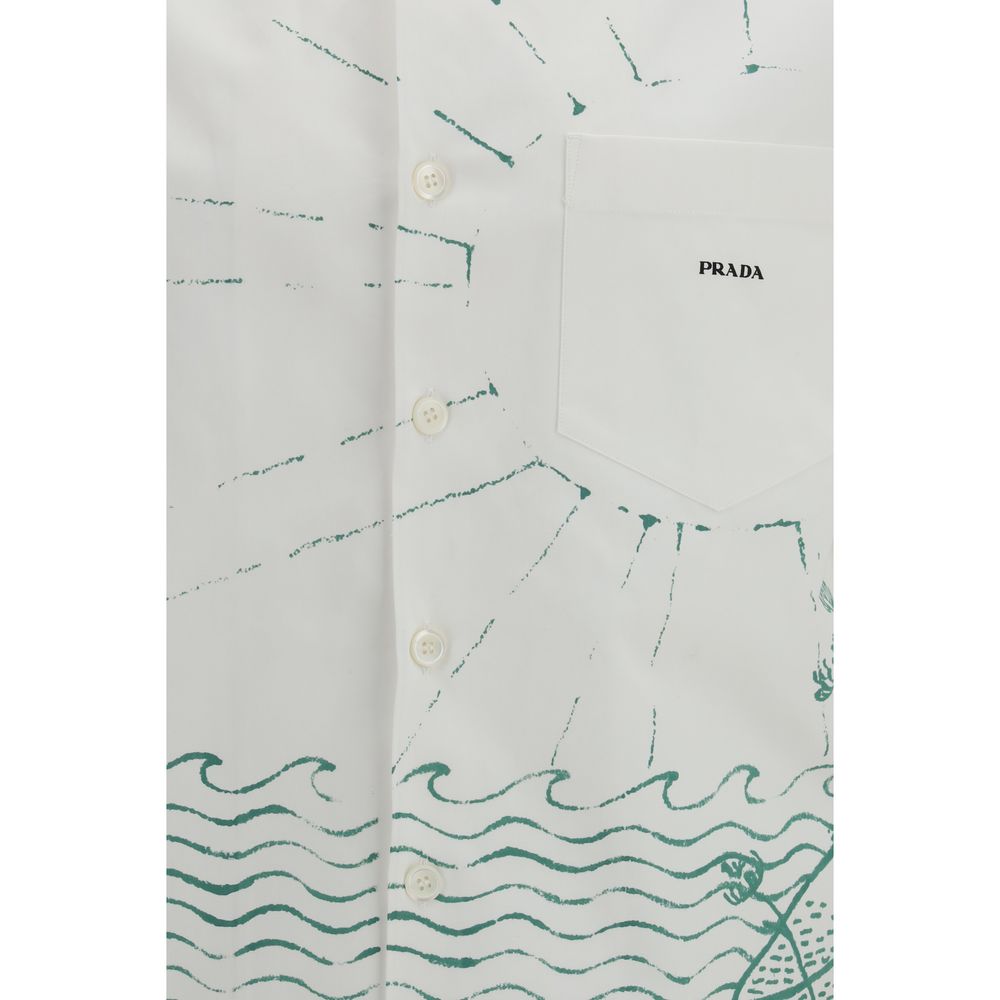 Prada White Cotton Pattern Shirt - Luxe Nova